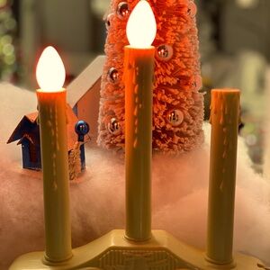 Vintage Woolworths Christmas  60s Plastic Drip Candle Trio Candelabra Candolier